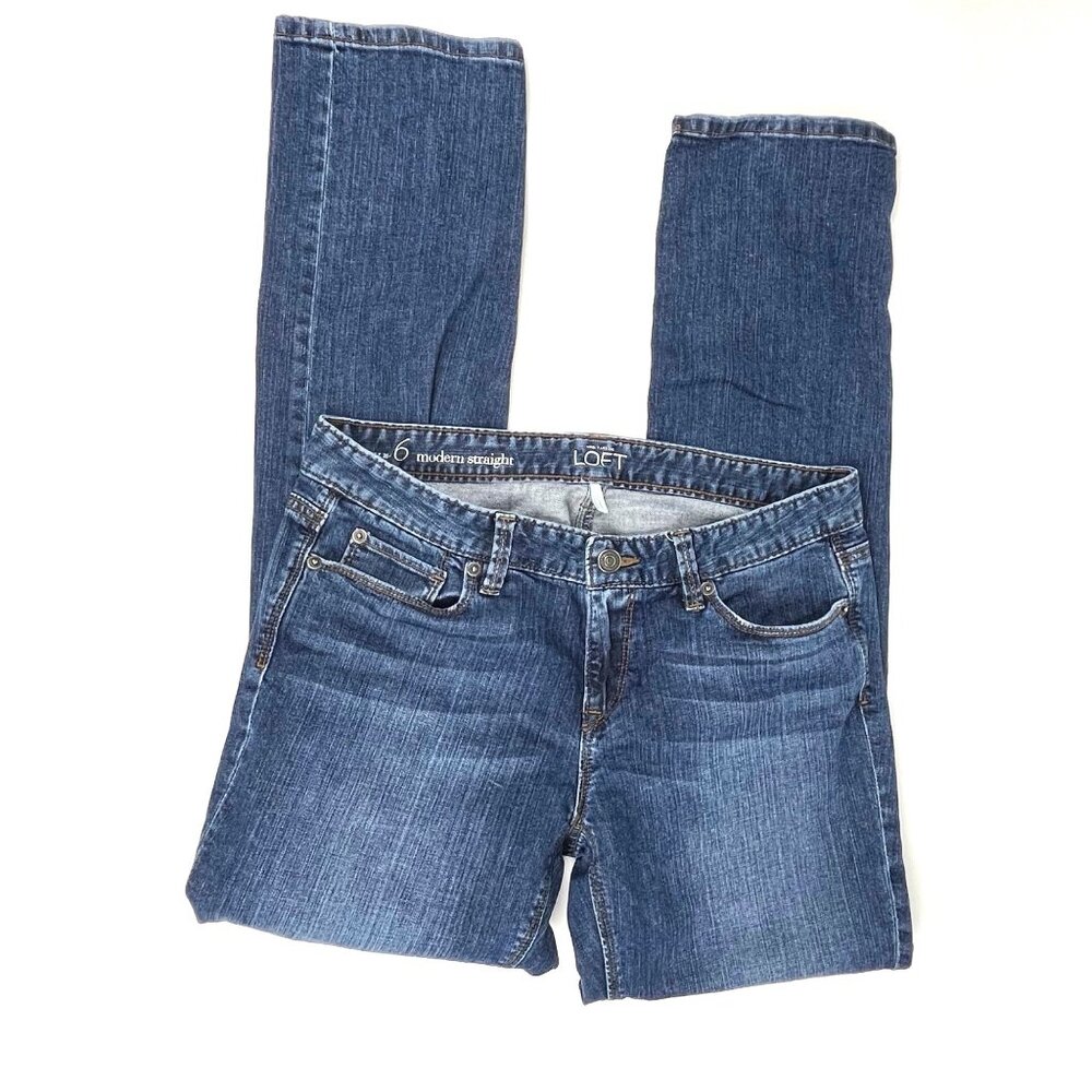 LOFT Women's Modern Straight Jeans Medium Wash Size 6